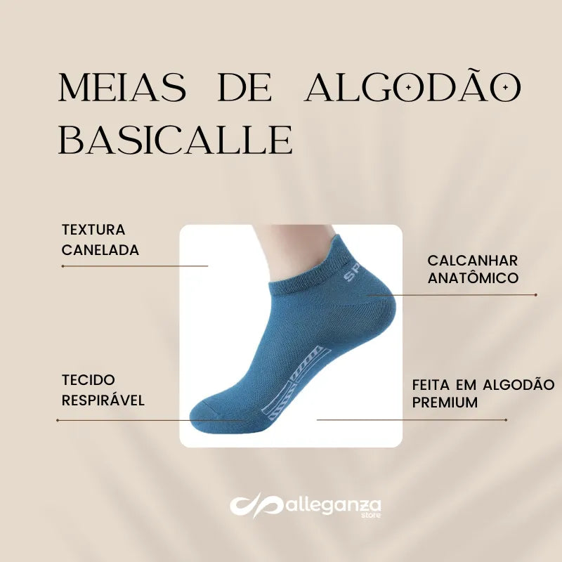 Meias Soquete de Algodão Basicalle - Kit 5 pares